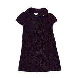 Style & Co Purple Short Sleeved Sweater Dress with Cowl Neck